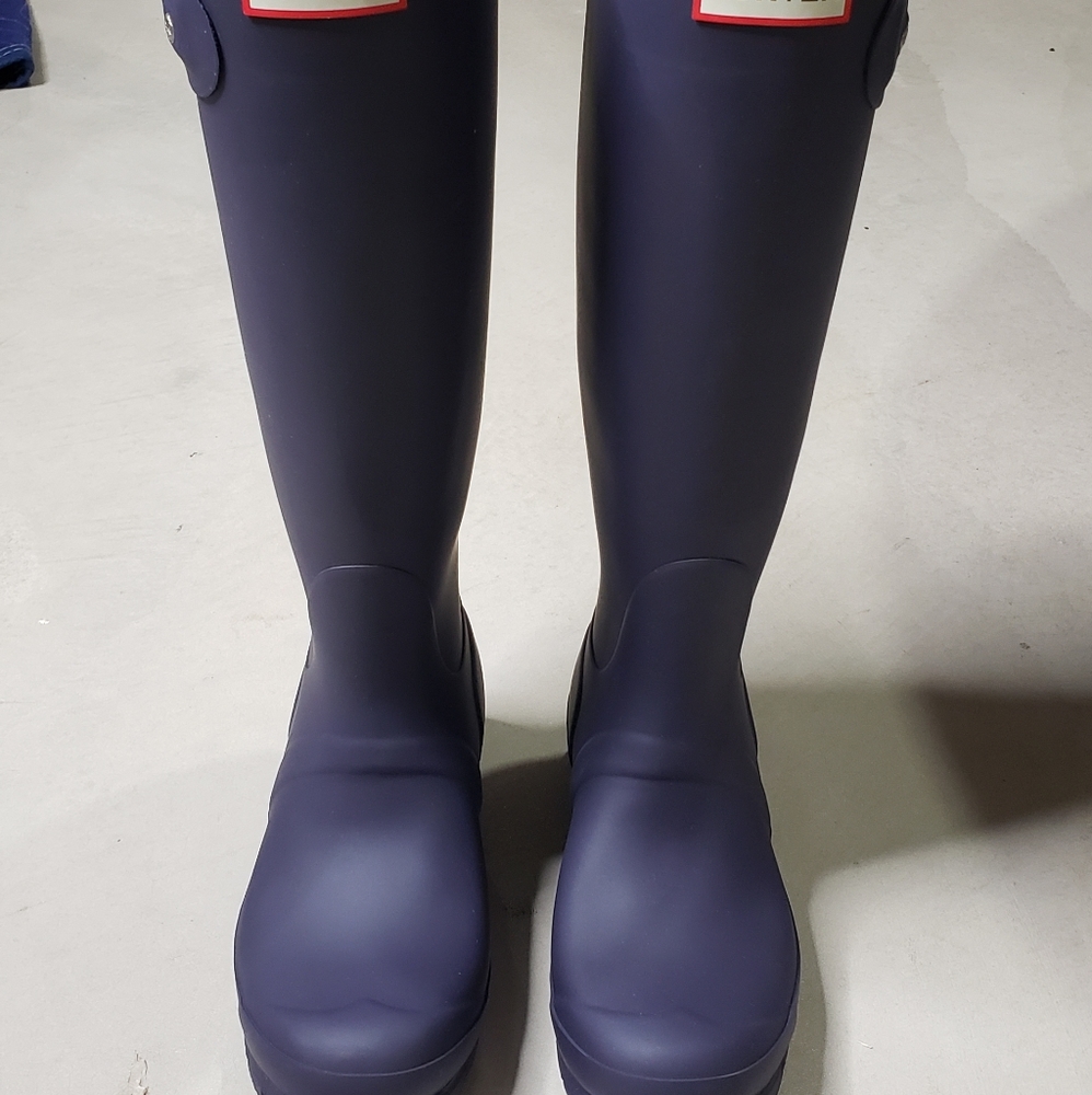 Hunter Original Tall Waterproof Rain Boot purple sz (5) MSRP $160 NEW - Picture 7 of 13